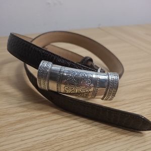 Brighton Leather Belt Brown Crocodile Silver Buckle Medium 30 B3408